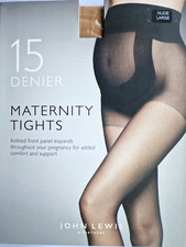 John Lewis 15 Denier Sheer Maternity Natural Tan Support Tights Large FREE POST