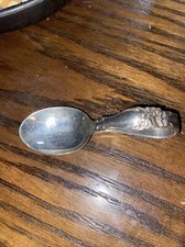 Nursery Rhyme by Reed and Barton Sterling Silver Baby Spoon Bent Handle w/Cat 3"