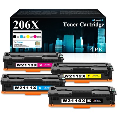 206X 4-Pack High Yield Toner W2110X with Chip for HP M283fdw M255 M255dw Printer
