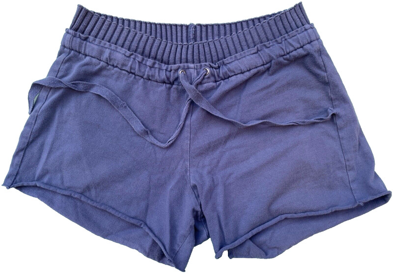 DARK BLUE GRAY SHORTS, WOMEN'S Size M - Drawstring Waist, Cutoff Legs Uneven