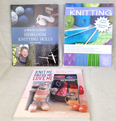 Lot of 3 Knitting Books - Knit Me Dress Me Love Me, Heirloom Knitting  Skills | eBay
