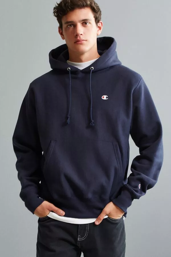 CHAMPION x UO NAVY REVERSE WEAVE C LOGO HOODIE SWEATSHIRT SZ M