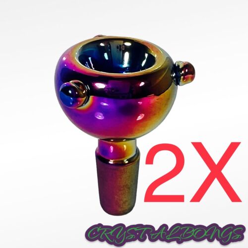 2X 14MM Rainbow Bowl Thick Quality Glass Water Pipe Hookah Bong Tobacco Pipe USA - Afbeelding 1 van 6