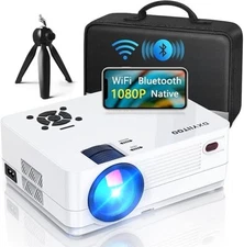 Native 1080P Projector with WiFi and Two-Way Bluetooth, Full HD Movie Projector