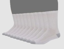 Hanes Men's White Cotton Logo Cushioned 10 Pair Crew Socks Pack Shoe 6-12