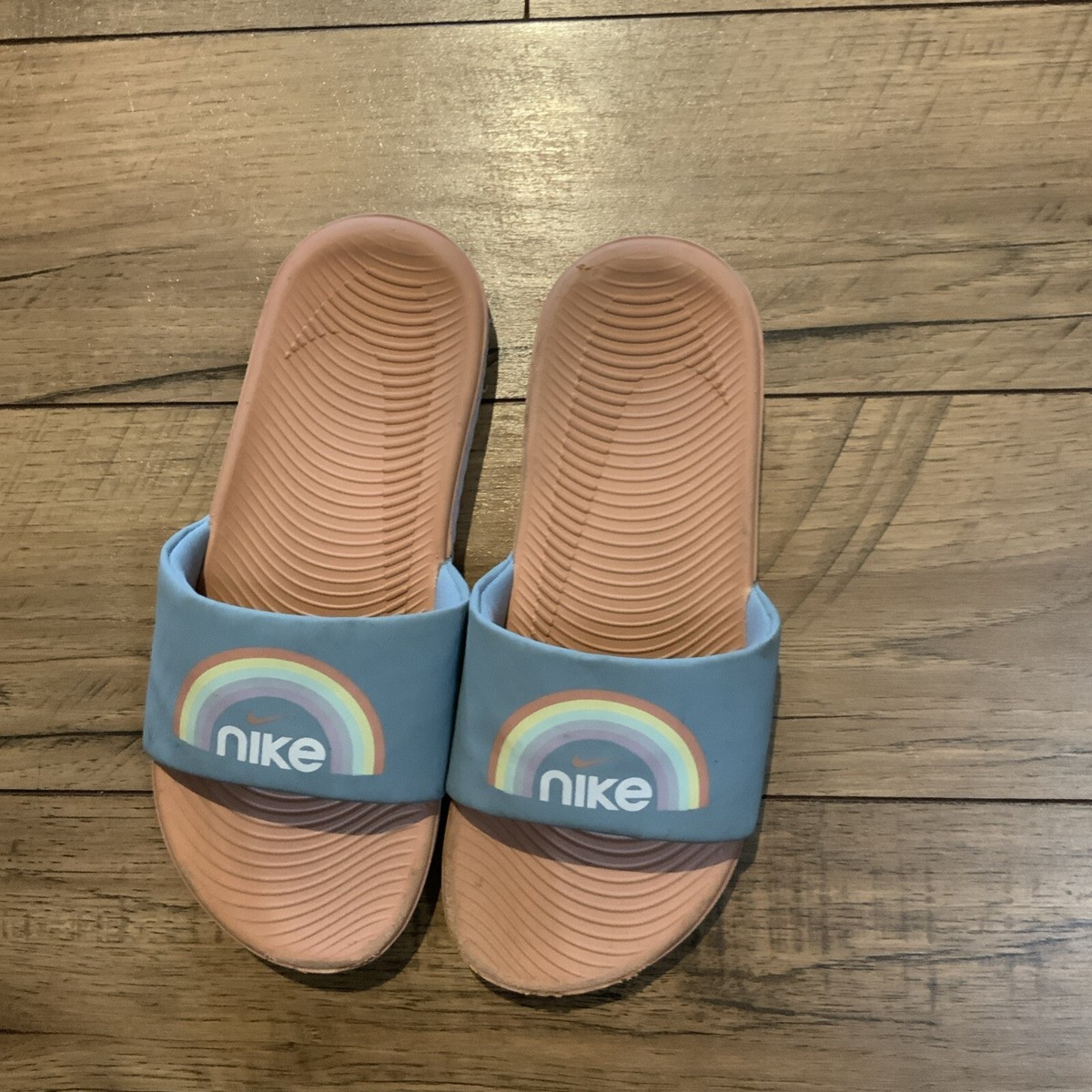 rainbow nike slippers