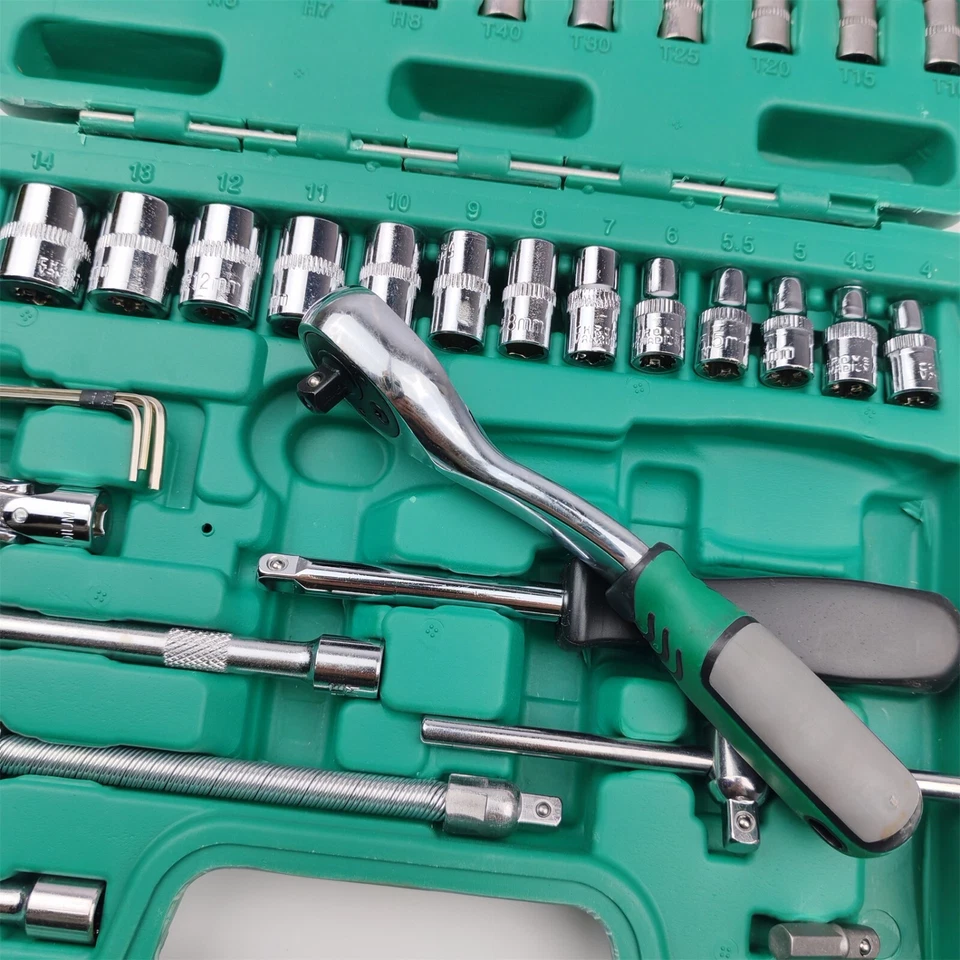 46pcs 1/4 inch Drive Socket Ratchet Wrench Set,Metric Car Repair Socket Wrench - Image 4 of 4