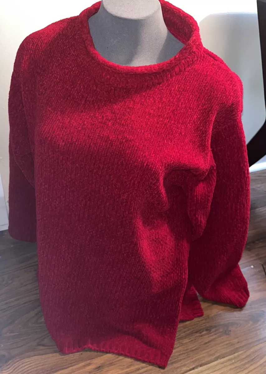 NWOT Vintage carol rose sweater Red Soft Chenille SzM Rolled