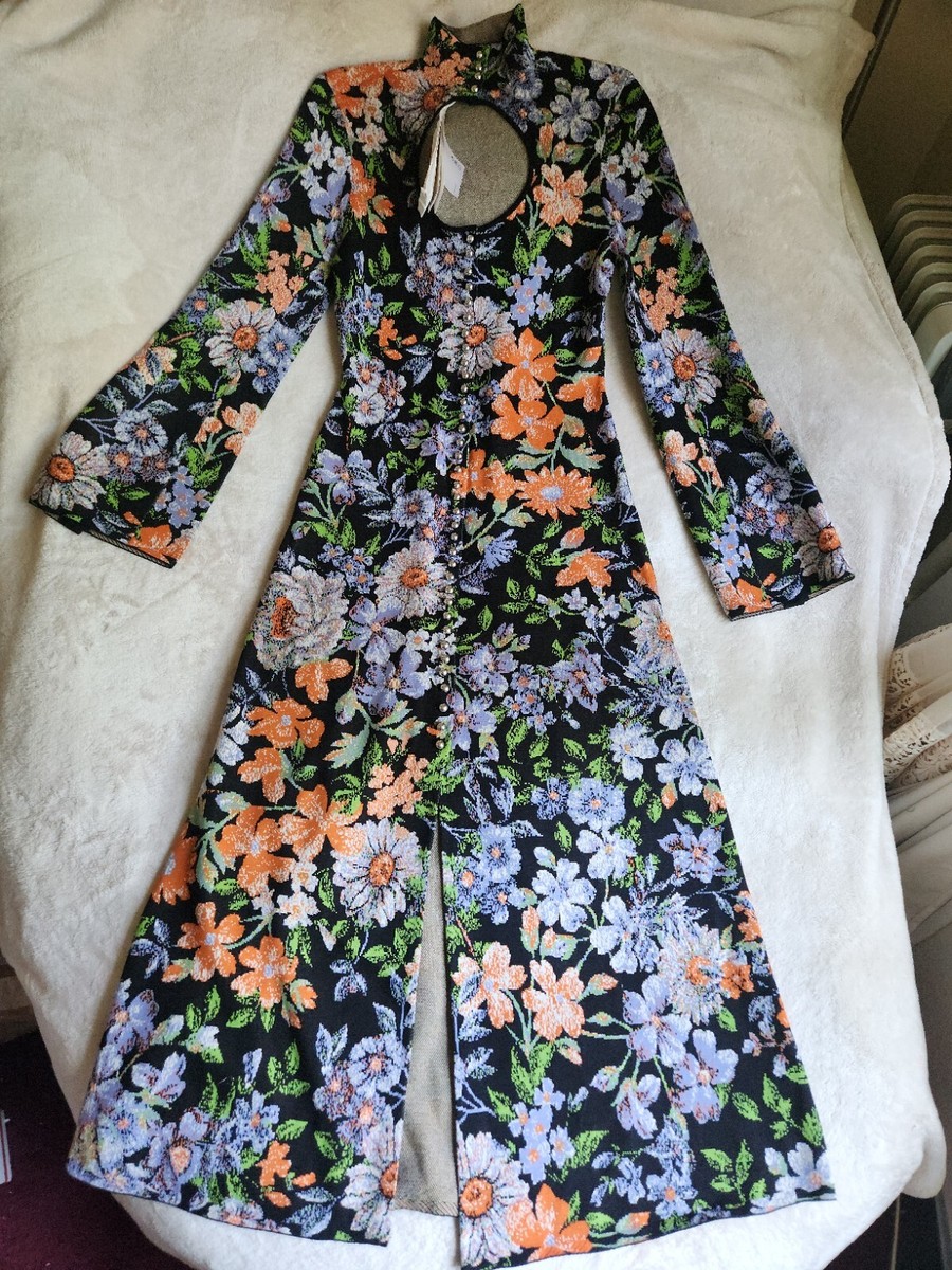 【a】Paco Rabanne フラワーロングドレス 新品未使用 定価税込17万】Paco Rabanne フラワーロングドレス