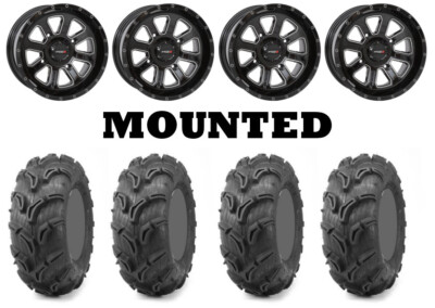 Kit 4 Maxxis Zilla Tires 27x10-14 on System 3 ST-4 Gloss Black Wheels FXT