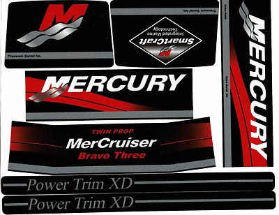 MERCRUISER  THE NEW BEST 3M QUALITY  BRAVO THREE TWIN PROP  W/ RAMS STICKER SET