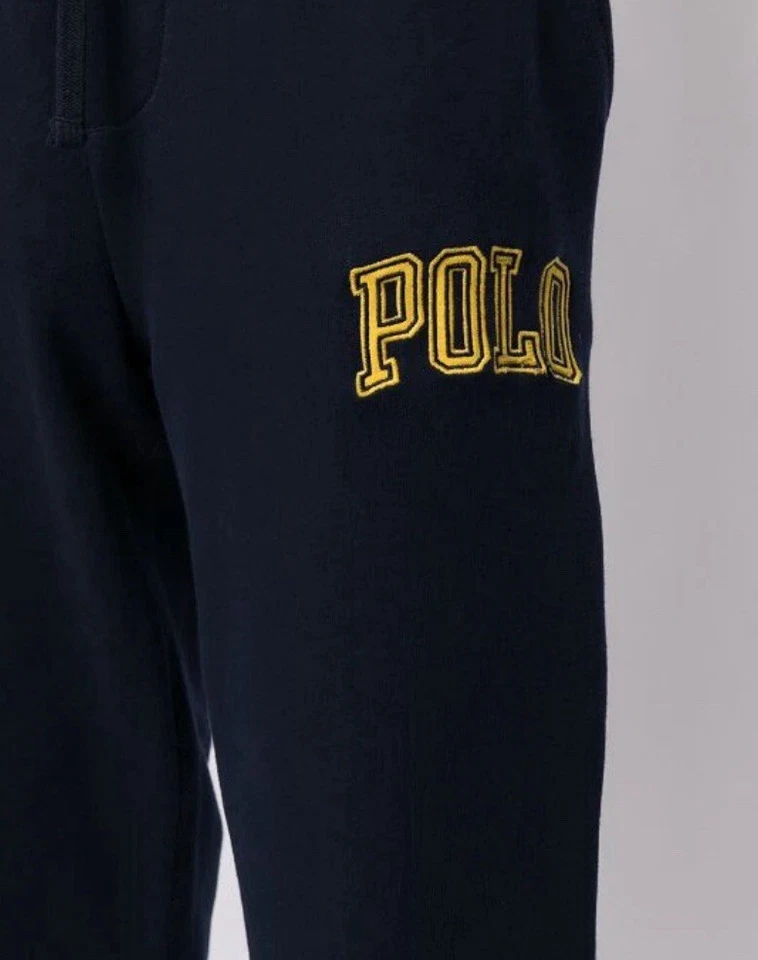 New 4XBig Polo Ralph Lauren Navy Blue Yellow Spellout Stitch In Letter Big Tall - Image 3 of 4
