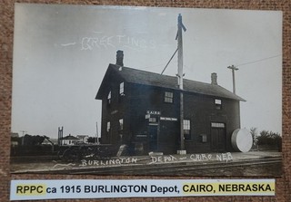RPPC ca 1915 Burlington Depot El Cairo Nebraska Ne. POSTAL FOTO REAL KRUXO