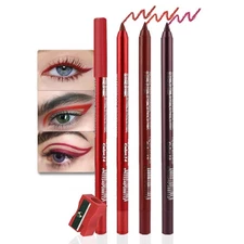 evpct 3Pcs Red  Ruby Red  Wine Red Gel Glitter Eyeliner Pencils Set for Women...