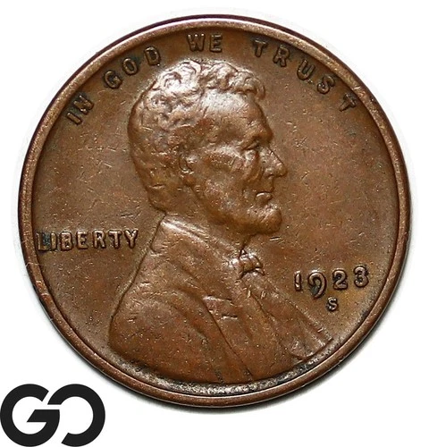 1923-S Lincoln Cent Wheat Penny, Choice AU Tougher Date