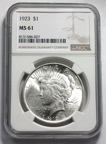 ,1923 $1 Peace Dollar NGC MS61 BLAZER   ONE DAY AUCTION      FREE SHIPPING