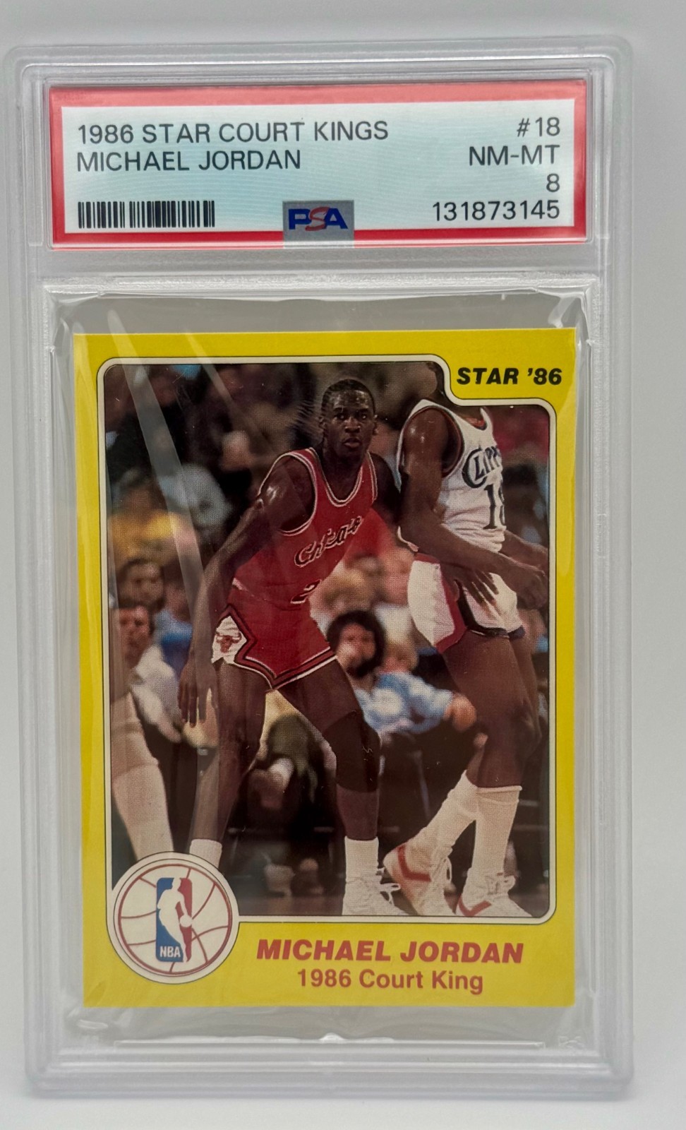 1986 STAR COURT KINGS - MICHAEL JORDAN (ROOKIE CARD) #18 - PSA 8 (GEM RATE .29%)