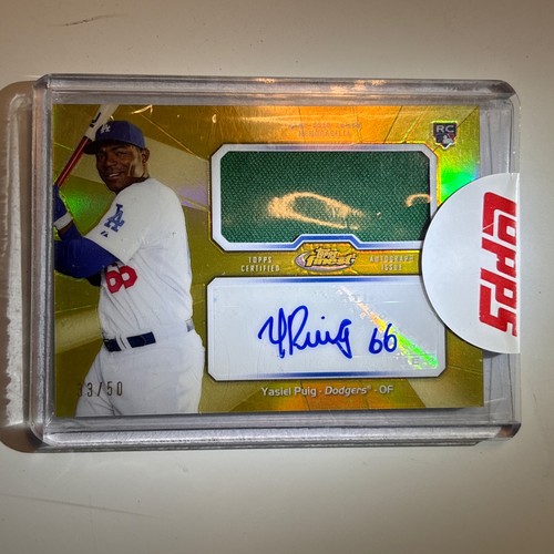 Yasiel Puig 2013 Topps Finest Auto Patch Relic Rookie Gold Refractor /50 RPA