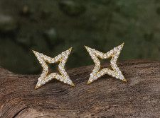 2Ct Simulated Diamond Women's Star Stud Earring 14K Yellow Gold Plated Round Cut