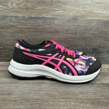 Asics Gel Contend 8 shoes Girl Size 4.5 Youth Black Pink Splatter Camo Sneakers
