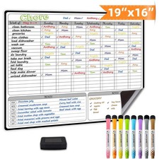 Magnetic Dry Erase Chore Chart for Multiple Kids and Adults:Large Whiteboard