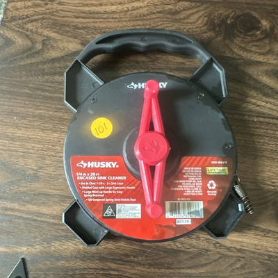 #ad Husky 1 4 in. x 20 ft. Encased Sink Cleaner Drain Clog Opener w handle Brand New $19.99