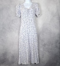 Reformation Dress Womens 6 White Purple Floral Puff Sleeve Maxi Romantic