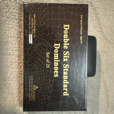 NIB Dominoes Double 6 Six Standard Size Black Tile Set New