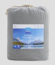 Calm KING Size Soft Cotton Gauze Sheet Set GRAY