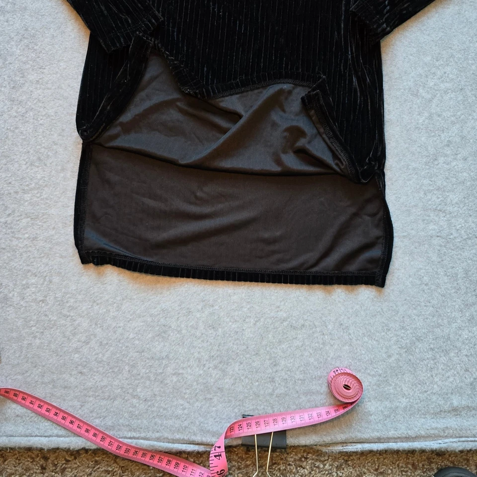 Forever 21 черный ребристый бархата насмешливый шеи мини-платье с длинным рукавом праздничное платье - Изображение 2 из 4