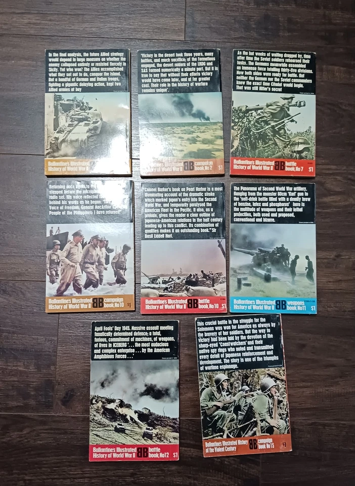 Vintage Ballantine's WWII Book Lot 8 Illustrated Military History Softcover Batt - Image 2 of 4
