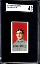 1909 Piedmont Cigarettes, T206, Jimmy Collins, Graded SGC 4 Centered No Creases
