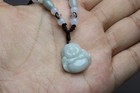 Cert'd Natural Light green A Jadeite jade Hand-Carved Maitreya Buddha Pendant — photo 7