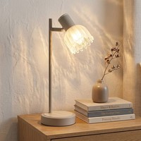 Tischleuchte Beistelllampe Nachttischlampe Blumen Sand Glas Beweglich Holzoptik