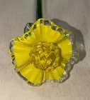 Vintage Murano Hand Blown 19” Long Stem With Yellow Glass Flower