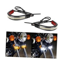 2PCS Motorcycle LED Fork Turn Signal Light Kit, Dual-Color Flexible Motorbike