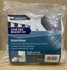 Veranda White Vinyl Traditional Stair Rail Bracket Kit, 4 Piece Kit, 73019000
