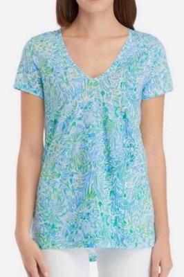 Lilly Pulitzer Etta Hydra blue Dandy Lion V- Neck blue size XS