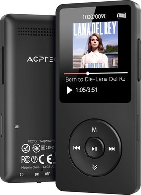AGPTEK 64GB MP3 Player Bluetooth 5.3, Tragbarer Player mit Lautsprecher, 40