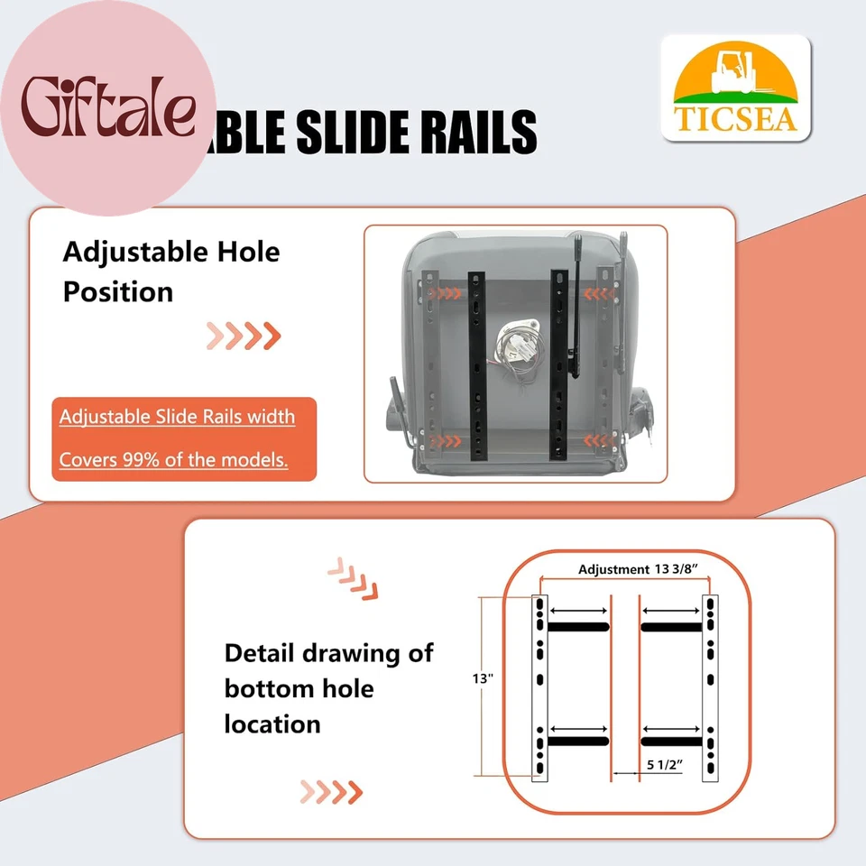 Asiento de tractor universal, asiento de cortacésped de giro cero con reposabrazos de cinturón de seguridad ajustable Foto 3 de 4