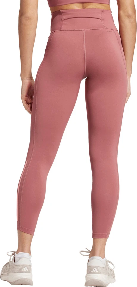 adidas DailyRun 3 Stripes Womens Running Tights Pink 7/8 Cropped Training Run - Image 2 of 4