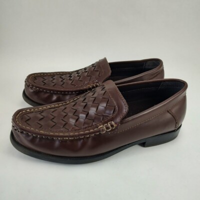 Men Thom McAn Loafer Moccasins Brown Basket Weave Size W