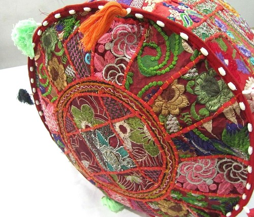 Khambadiya Floral Patchwork Round Bean Bag Pouf Ottoman Pouffe Cover Seat Stool - Picture 48 of 90
