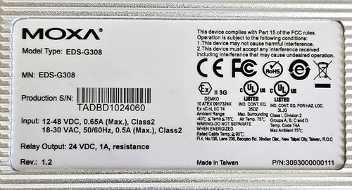 Commutateur Ethernet Moxa EDS-G308 avec 8 ports 10/100/1000BaseT NEUF - Photo 4/4