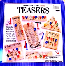Cardinal~(7) Seven Different Solid Wood Teasers In Tin Box Game Sealed & NEW!!
