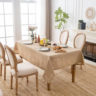 Natural Burlap Tablecloth Rectangle Square Tablecloth Multiple Sizes Preference