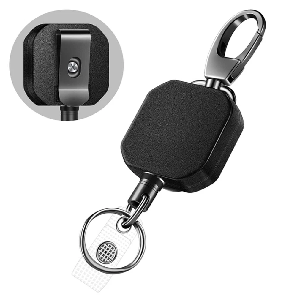 Heavy Duty Metal Retractable Carabiner Keychain Belt Badge Reels