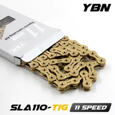  YBN SLA110-TIG TI (GOLD) 11 Speed Chain 116 Link Campagnolo Shimano 11S 