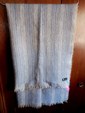 Handwoven Throw Blanket Lap Robe 100 Wool UK Cream Grey Gold 72"OALx46"W
