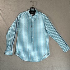 Robert Graham Freshly Laundered Shirt Men's Size L Gingham Plaid Blue White